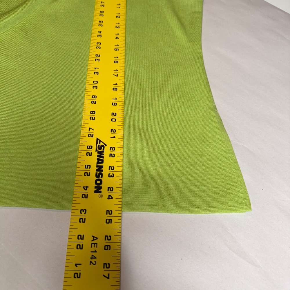 Misook Knit Tank Top Lime Green Black Trim Scoop Neck Shell Minimalist L - Picture 7 of 7